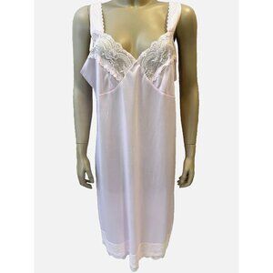 Feminine Pink Full Slip US Size 18, MARLON Lovely Lace Details, V Neckline